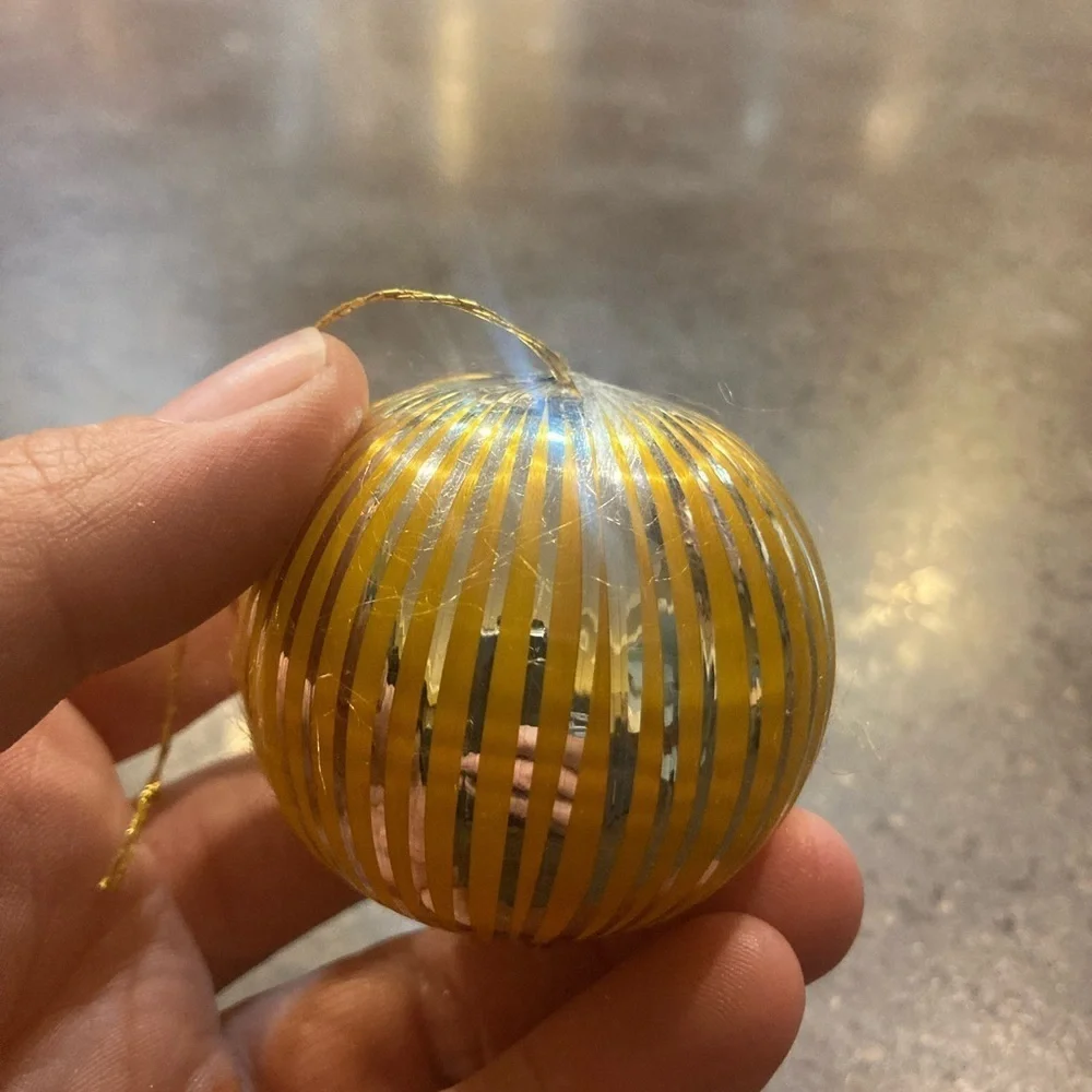 Set of 10 Vintage Gold Satin Ornaments